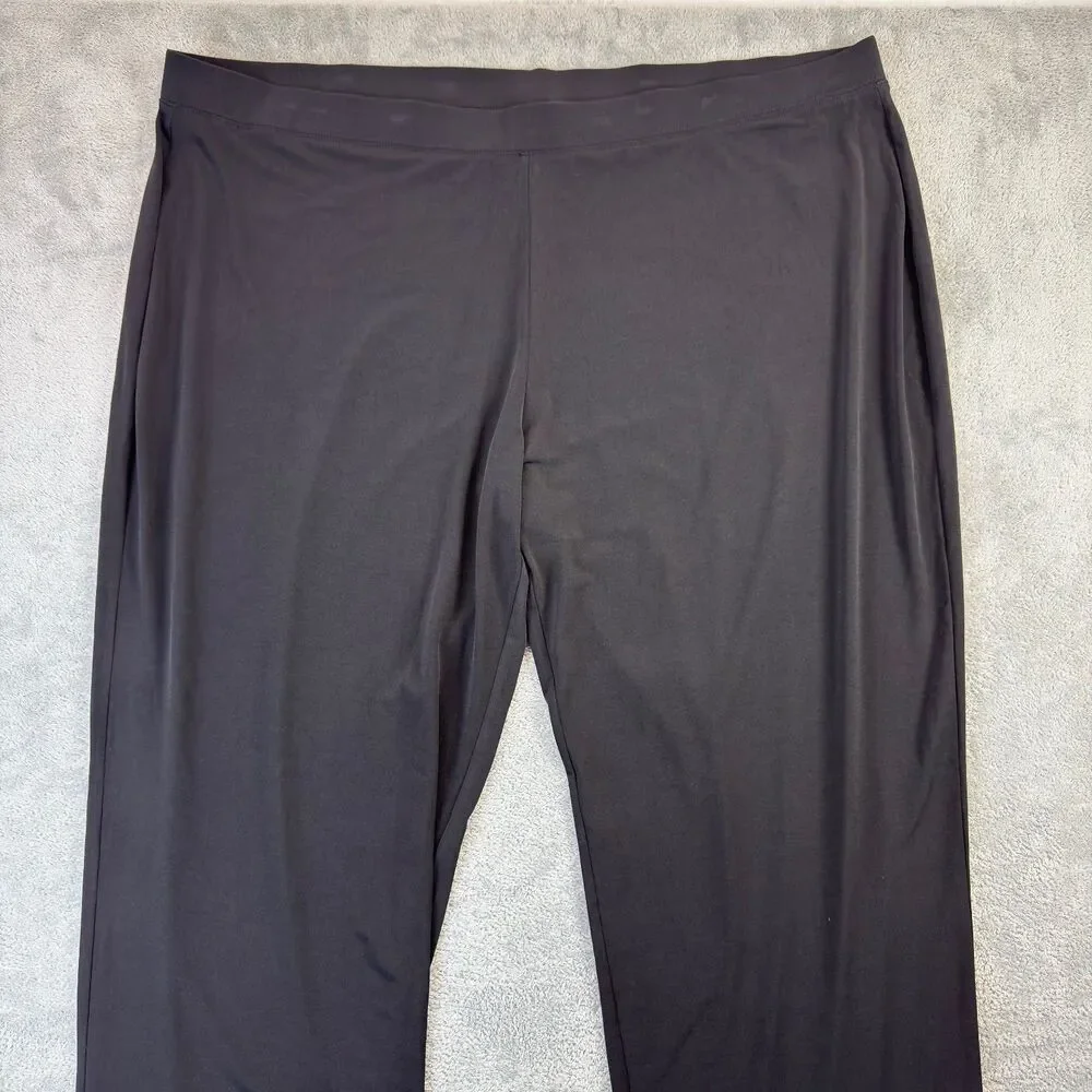 Susan Graver Pants Womens 3X Black Essentials Liquid Knit Crop Pull On Stretch